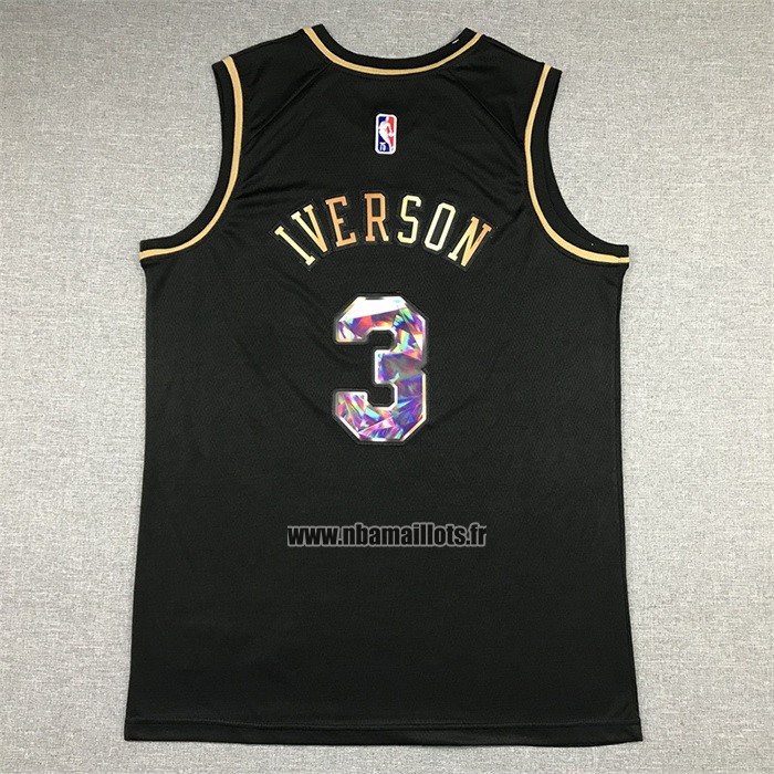 Maillot Golden Edition Philadelphia 76ers Allen Iverson NO 3 2021-22 Noir